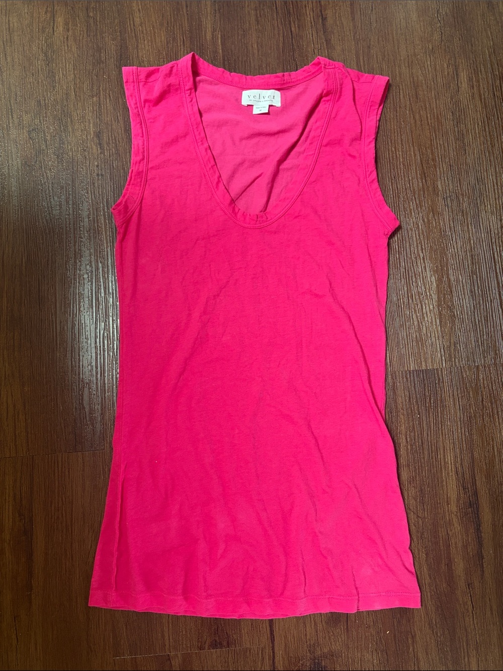 Velvet by graham & spencer tank top hot pink long women sz M cotton EUC